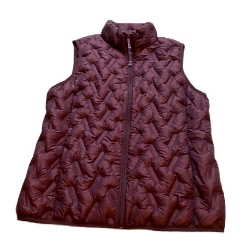 Tangerine Women's Full Zip Sleeveless Quilted Puffer Vest Maroon Size Medium EUC
